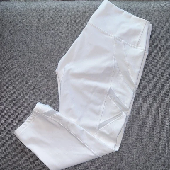 LULULEMON Wunder Under HR Crop 21” Mesh White Size 12 - Picture 8 of 10